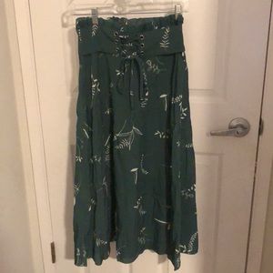 Shein Plants print corset paperbag midi skirt